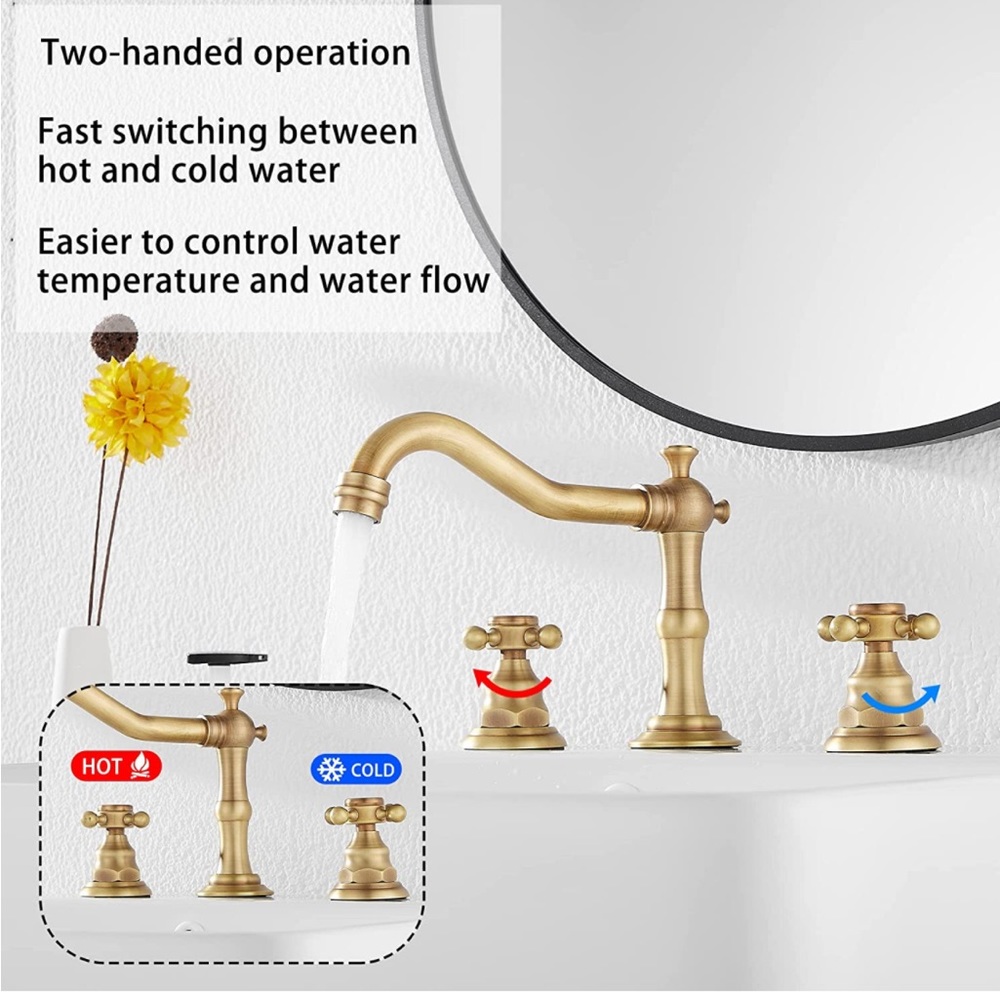 NWT bathroom faucet in antique brass - Picture 3 of 7